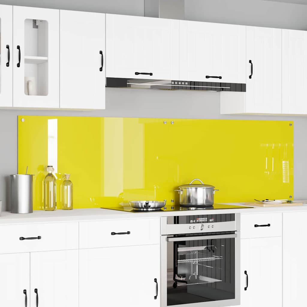 Kitchen Backsplash 2 pcs Yellow 110 x 60 cm Tempered Glass
